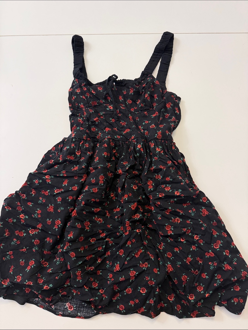 Aeropostale Black Floral Dress with Red Rose Print